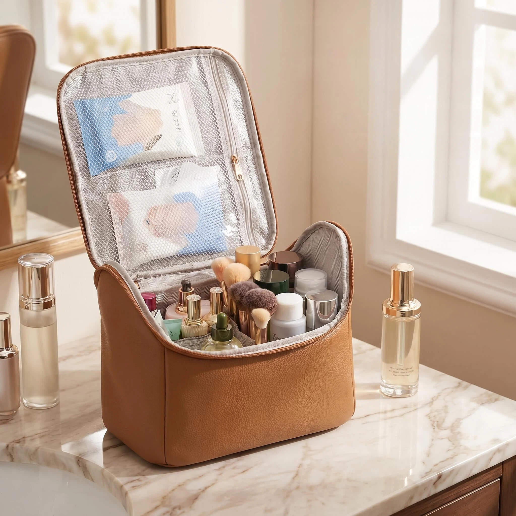allintitle:small travel makeup bag under the small slate traveller it keeps your essentials organized and easily accessible throughout the day Travel Beauty Essentials: What's in