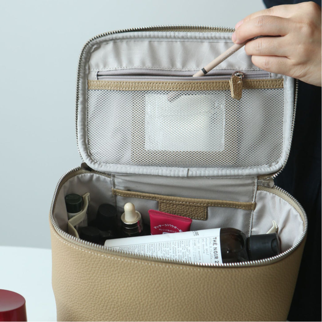 Leather Handheld Makeup Bag