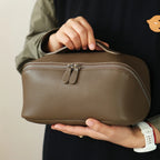 Leather Pillow-Fold Cosmetic Bag