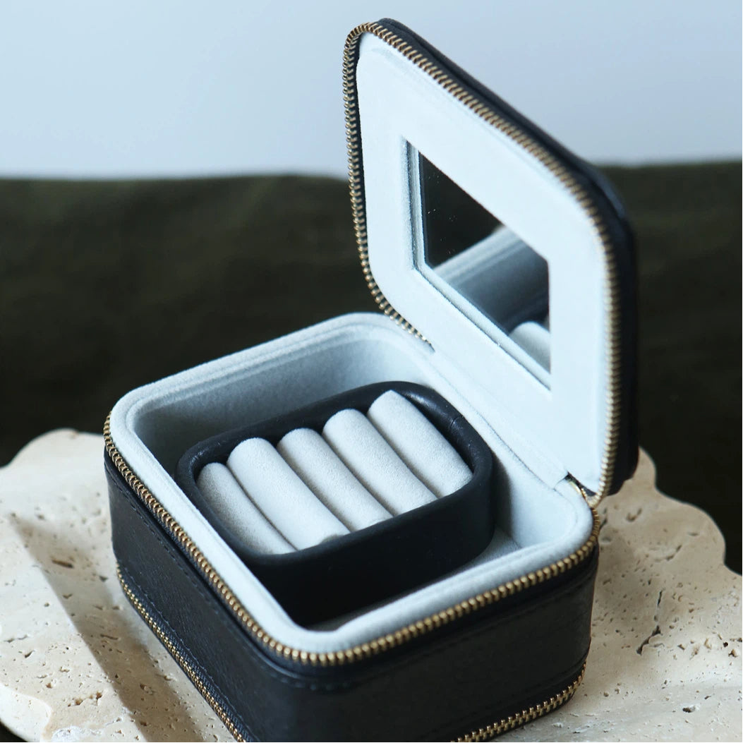 Double-Layer Leather Travel Jewellery Box
