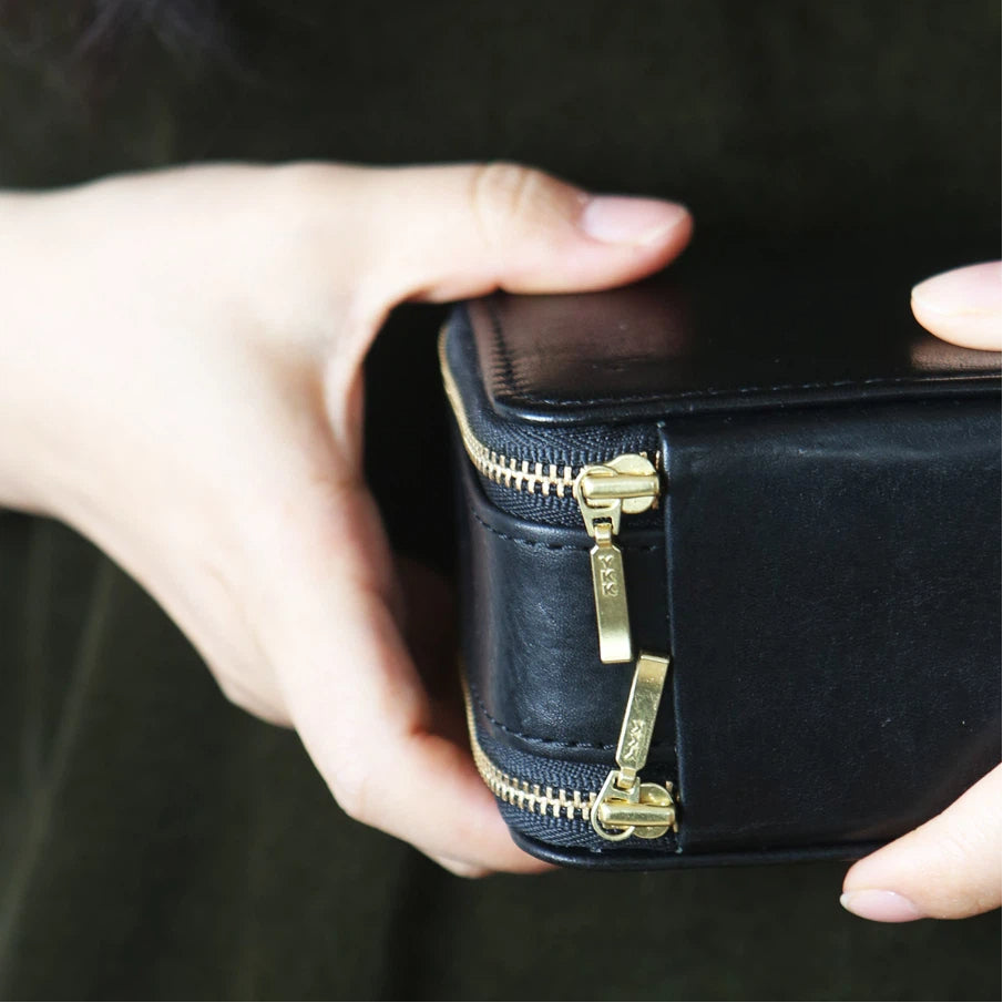 Double-Layer Leather Travel Jewellery Box