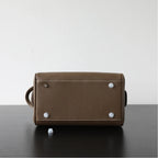 Dual-Zip Structured Leather Vanity Bag