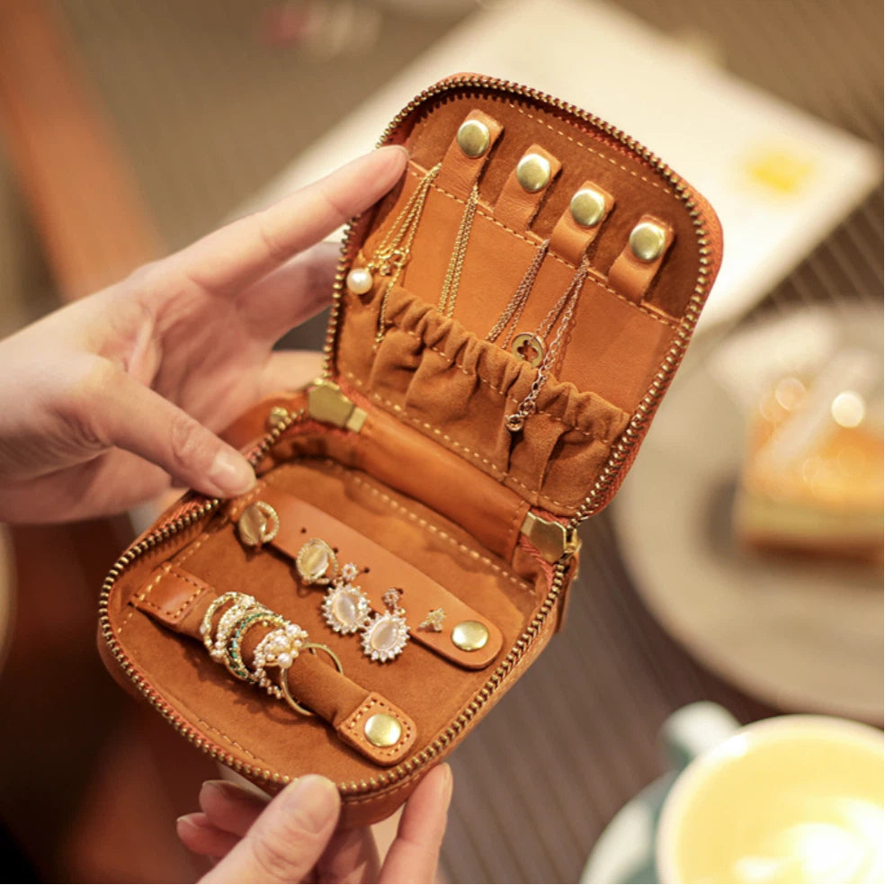 Compact Leather Jewellery Case