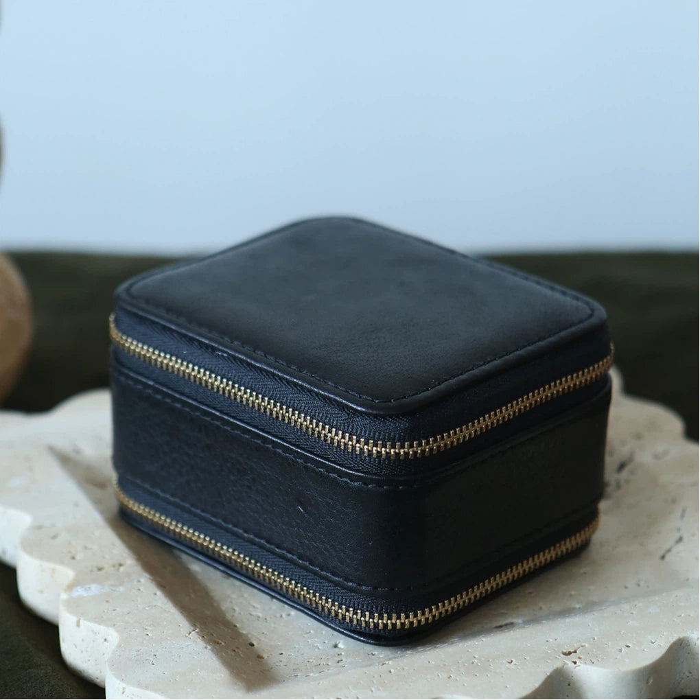 Double-Layer Leather Travel Jewellery Box