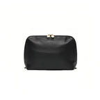 A black cosmetic pouch shown against a plain white background.