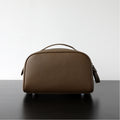 Dual-Zip Structured Leather Vanity Bag