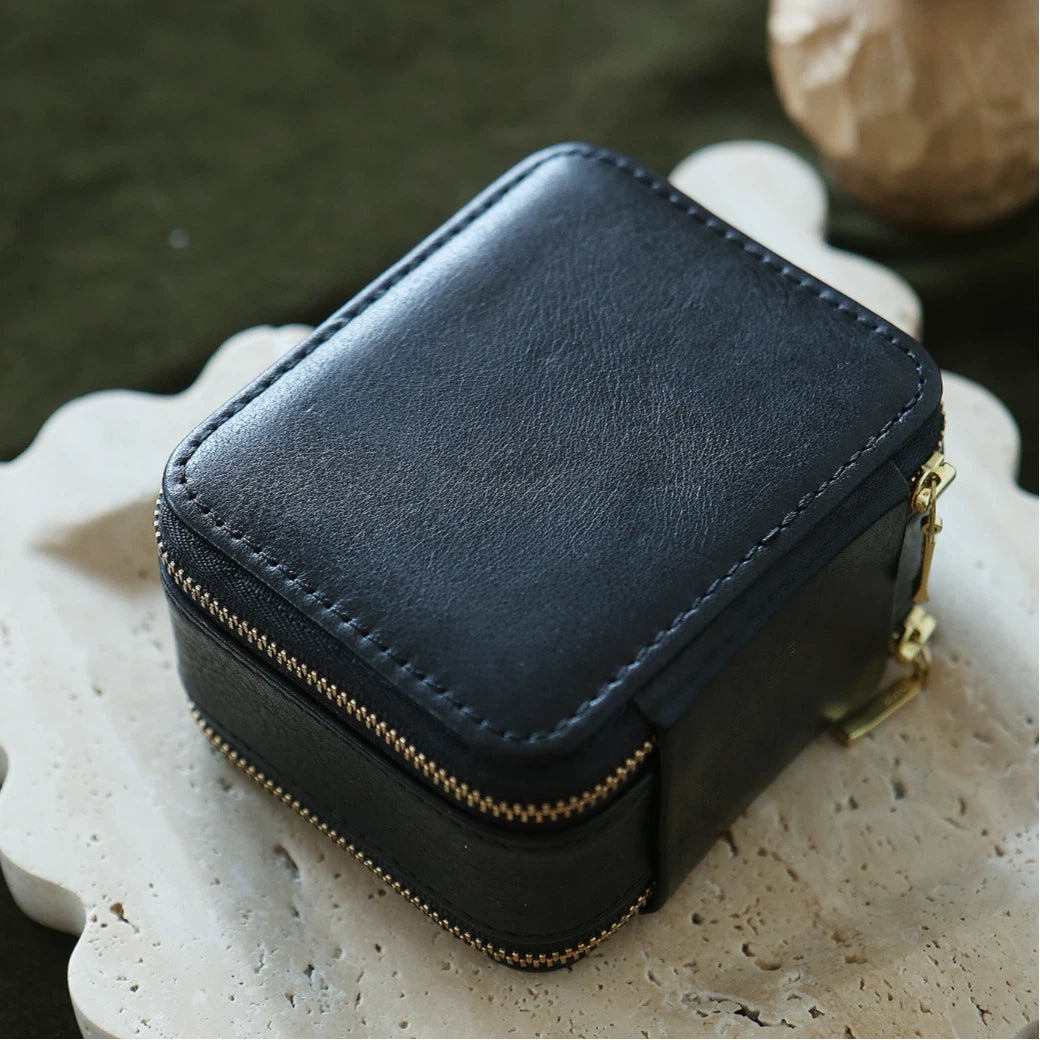Double-Layer Leather Travel Jewellery Box