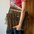 Gesteppte Laptoptasche mit Leopardenmuster