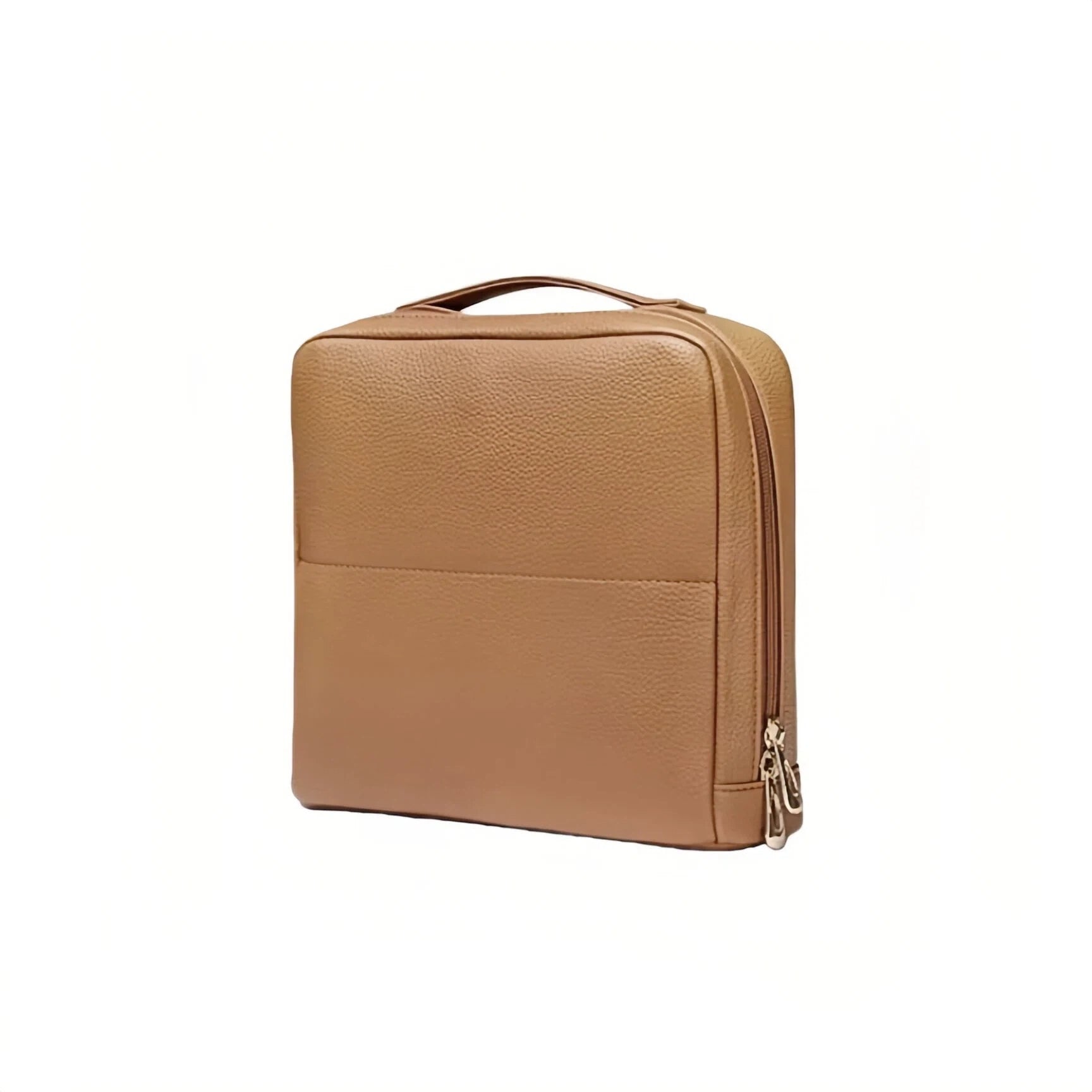 Brown slim makeup bag on a white background