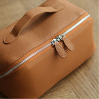 Leather Pillow-Fold Cosmetic Bag