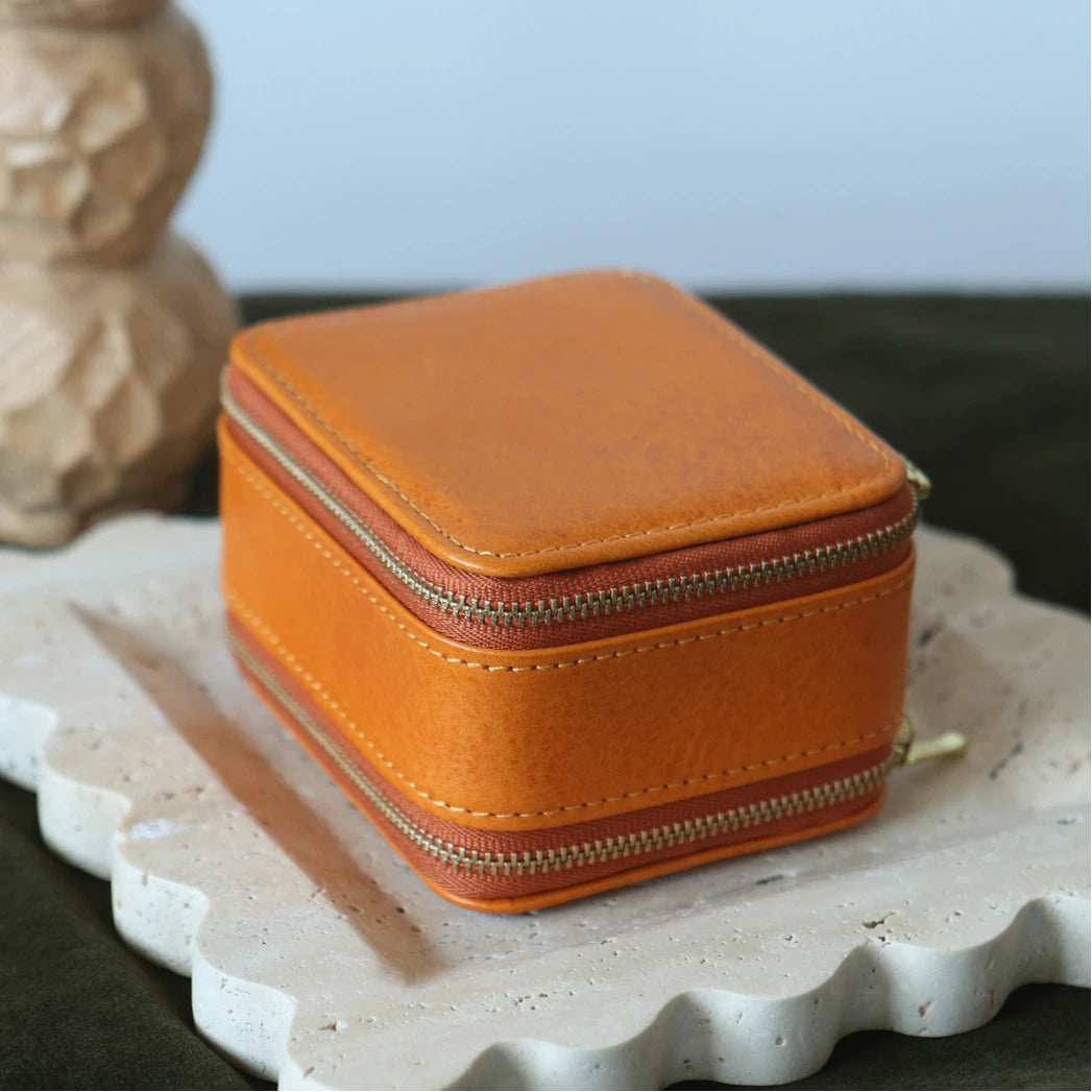 Double-Layer Leather Travel Jewellery Box