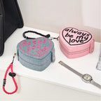 Heartbeat Denim Travel Jewellery Organiser