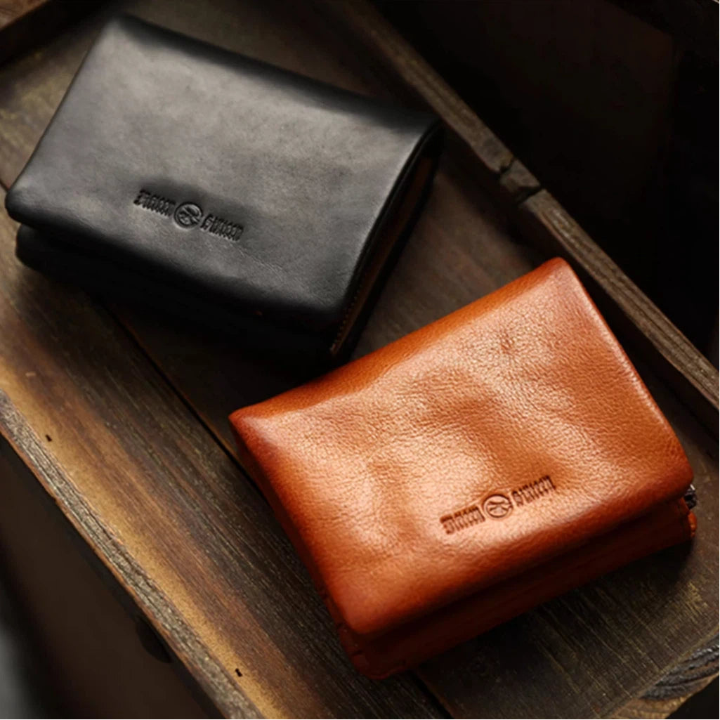 Compact Tri-Fold Leather Wallet for Men