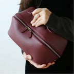 Leather Pillow-Fold Cosmetic Bag