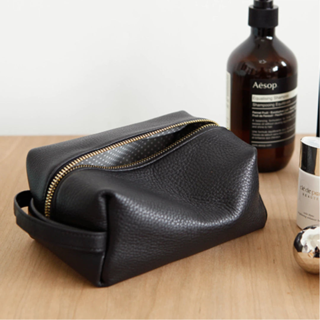 Slim Leather Portable Essentials Pouch