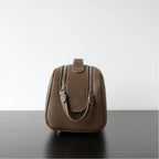 Dual-Zip Structured Leather Vanity Bag