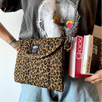Gesteppte Laptoptasche mit Leopardenmuster