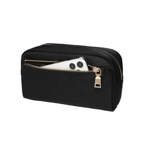 Black Minimalist Multi-Pocket Pouch