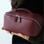 Leather Pillow-Fold Cosmetic Bag