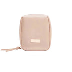 Pink pouch with a strap on a white background