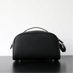 Dual-Zip Structured Leather Vanity Bag