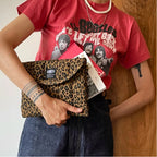 Gesteppte Laptoptasche mit Leopardenmuster