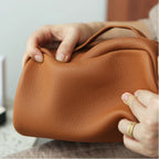 Leather Pillow-Fold Cosmetic Bag