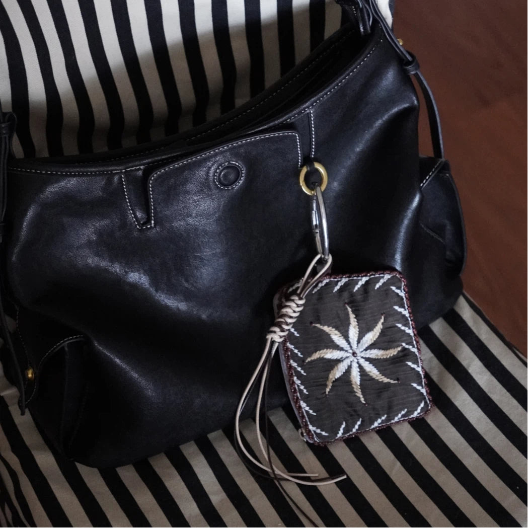 Hand-Embroidered Beaded Coin & Card Pouch