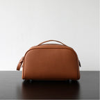Dual-Zip Structured Leather Vanity Bag