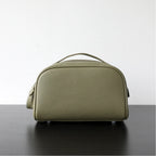 Dual-Zip Structured Leather Vanity Bag