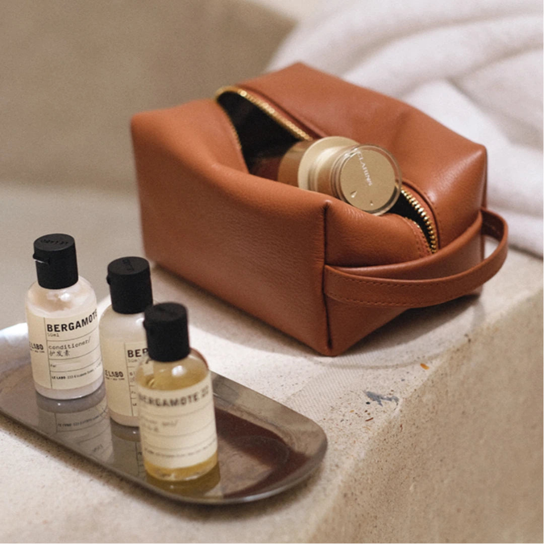 Slim Leather Portable Essentials Pouch