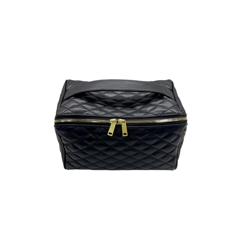 Flat Lay Leather Makeup Bag