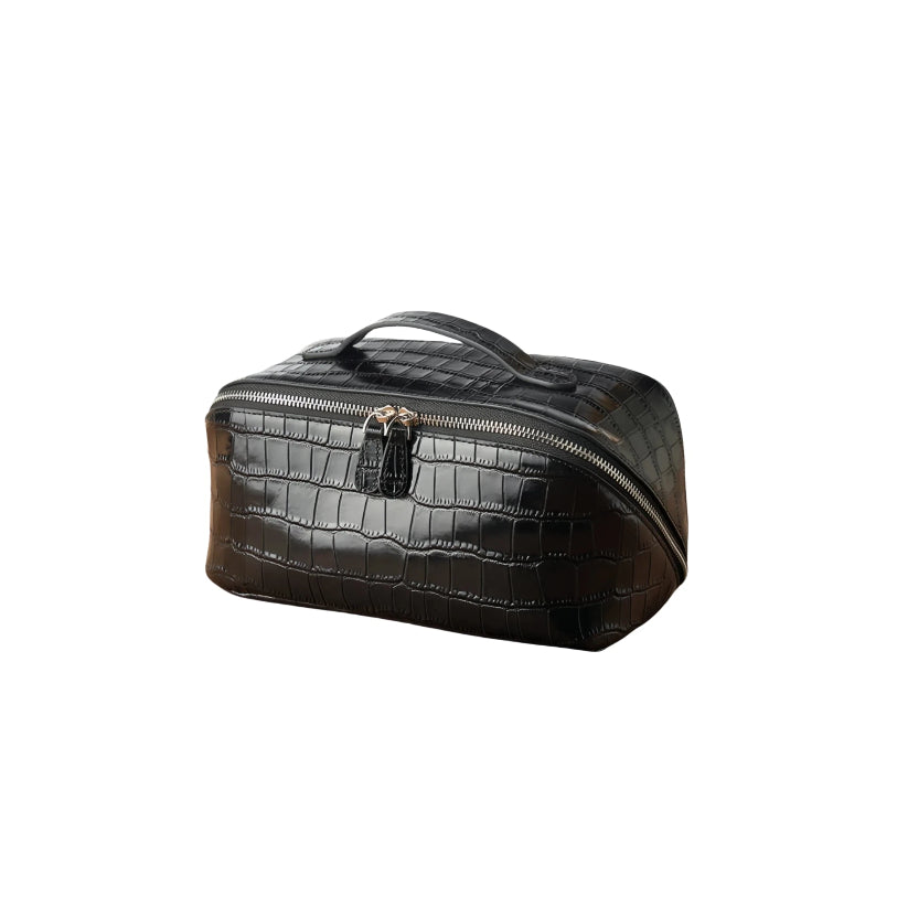 Glossy Leather Lay-Flat Makeup Case