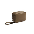 Olive grey makeup bag on a white background
