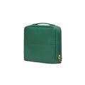 Green makeup bag on a white background