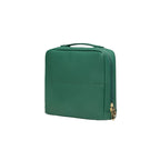 Green makeup bag on a white background