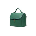 Green makeup bag with a gold zipper on a white background