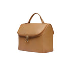 Brown makeup bag on a white background