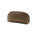 Brown cosmetic pouch on a white background