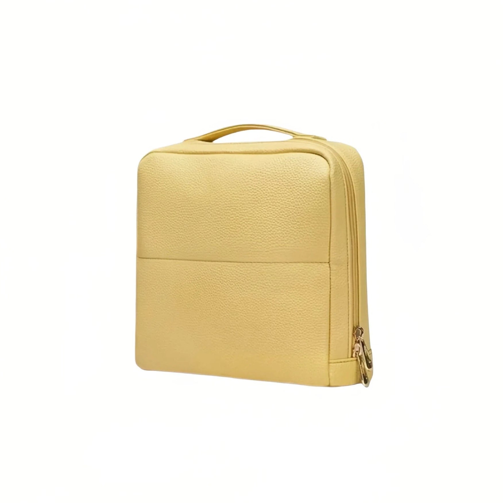 Yellow makeup bag on a white background
