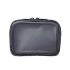 A dark gray rectangular zippered pouch with a smooth front panel and black zipper pulls, shown against a plain white background.