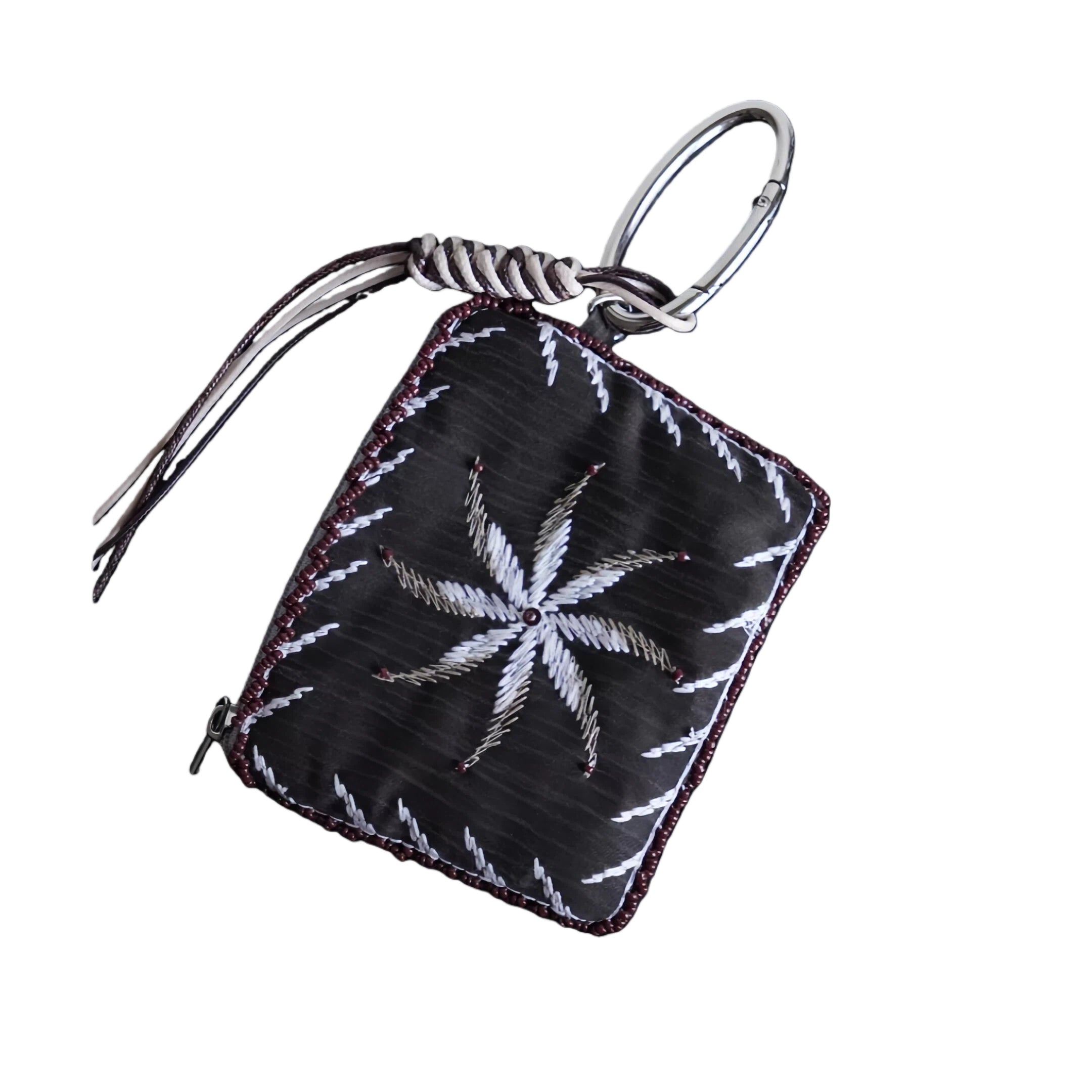 Hand-Embroidered Beaded Coin & Card Pouch