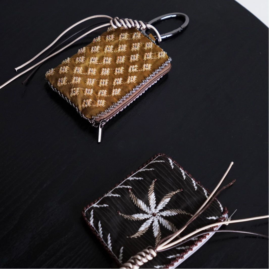 Hand-Embroidered Beaded Coin & Card Pouch