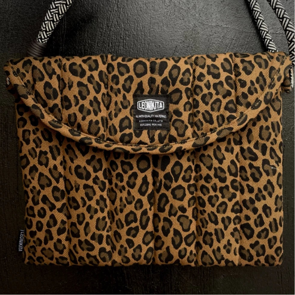 Leopard-Print Quilted Laptop Case