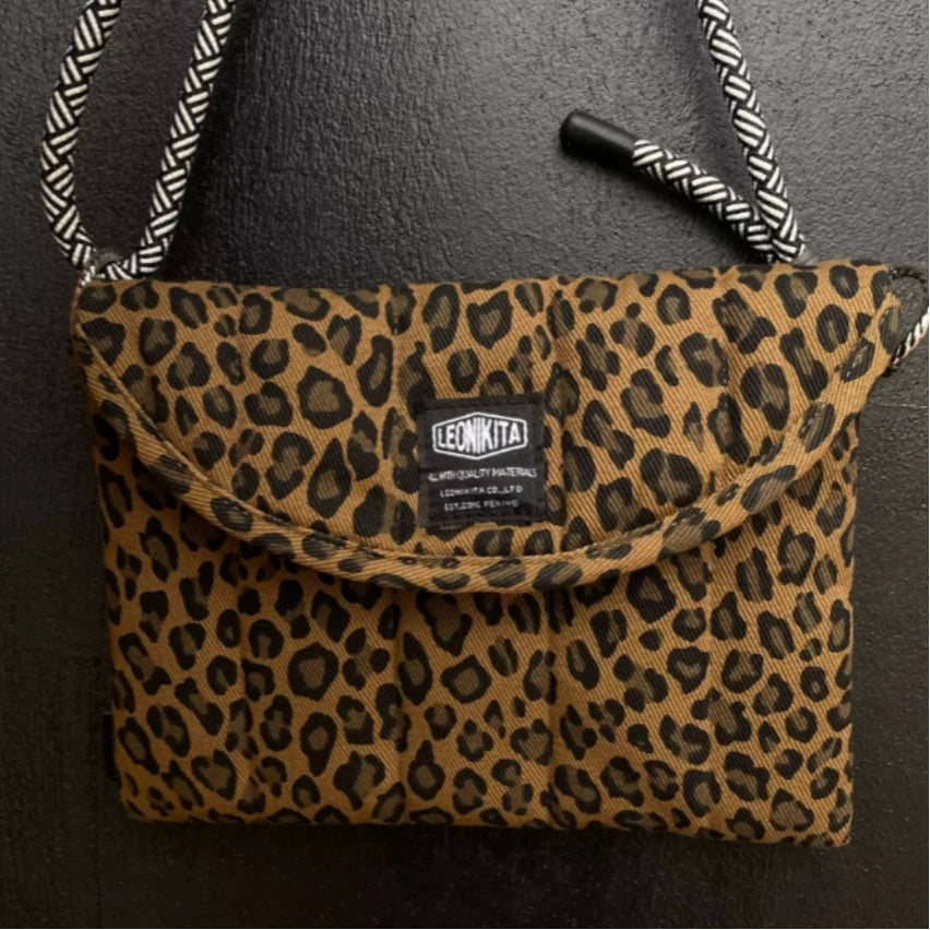 Leopard-Print Quilted Laptop Case