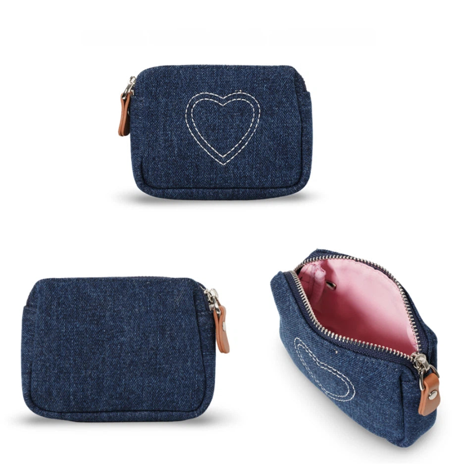 Denim Heart Coin Pouch