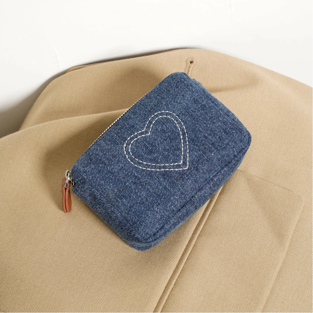 Denim Heart Coin Pouch