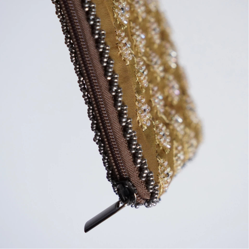 Hand-Embroidered Beaded Coin & Card Pouch