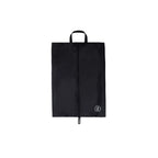 Black shoe bag with a handle on a white background