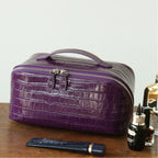 Glossy Leather Lay-Flat Makeup Case